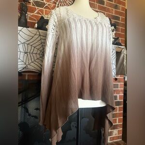 Gimmicks Chic Asymmetrical Brown And White Ombre Crochet Top